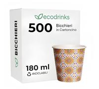 ecodrinks 500 Bicchierini Caffè Carta 180ml - Design MAIOLICA - Per Espresso, Cappuccino, Te - Bicchieri Monouso per Servizio Veloce, Resistenti al Caldo - Ideali in Uffico, Bar, Eventi (D4)