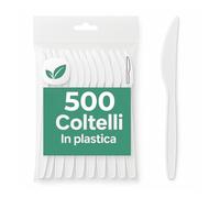 ecodrinks - 500 Coltelli di Polipropilene Riutilizzabili - Senza BPA, Resistenti ed Ergonomici - Perfetti per Catering, Eventi, Feste, Picnic e Barbecue - 16cm