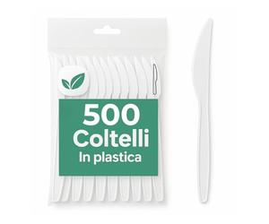 ecodrinks - 500 Coltelli di Polipropilene Riutilizzabili - Senza BPA, Resistenti ed Ergonomici - Perfetti per Catering, Eventi, Feste, Picnic e Barbecue - 16cm