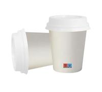 ecodrinks - Bicchieri di Carta con Coperchio di Plastica - Per Caffè Lungo, Espresso, Ginseng, Acqua o Cocktail - Adatti all'Uso Domestico, Bar, Uffici e Eventi (100, 210ml)