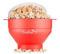 EcoEarth Macchina per popcorn per microonde, Ciotola pieghevole per popcorn in silicone alimentare con coperchio, Macchina per popcorn ad aria calda, Pepe rosso
