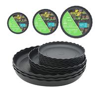 ECOESPTI 12 piattini per piante, vassoio per piante in plastica resistente, sottovaso rotondo nero, vassoio antigoccia per interni ed esterni da giardino