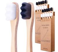 ECOETBOO Bamboo Micro-Nano Spazzolino da denti extra morbido con 20000 setole, progettato per gengive sensibili, bambini, adulti, bianco e nero (nero/bianco 20p)