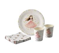 ECOFIESTA 52 pezzi set di stoviglie monouso per compleanno dei bambini Principessa - addobbi feste festone compleanno senza plastica - set battesimo