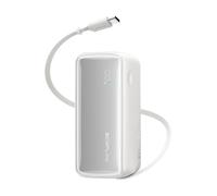 EcoFlow - Batteria esterna da 10000 mAh, 45 W, cavo retrattile integrato da 70 cm per viaggi, power bank con 2 porte USB C, adatto per iPhone serie 12-17, Galaxy e più dispositivi, bianco