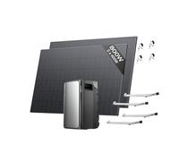 ECOFLOW kit fotovoltaico con batteria (800W,1,92kWh),STREAM Pro 1,92kWh,2*400W panelli solari FV&2*Staffe-Balcone con ringhiera e contatore intelligente,ingresso solare 2300W(3MPPT),2 porte CA 2300W