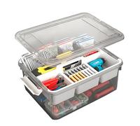 Ecofocet 16L Scatole Plastica con Coperchio, Contenitore Giochi Bambini, Scatola Medicinali, Scatola Portaoggetti Multiuso, Organizer Portatile Plastica per Cucito/Perline/Medicine/Strumenti