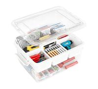 Ecofocet 16L Scatole Plastica con Coperchio, Contenitore Giochi Bambini, Scatola Medicinali, Scatola Portaoggetti Multiuso, Organizer Portatile Plastica per Cucito/Perline/Medicine/Strumenti