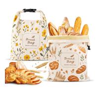 Ecofocet 2 Pezzi Sacchetti per il Pane in Cera d'Api Riutilizzabili 43x33cm, Sacchetti di Cotone Rivestiti in Cera d'Api Naturale, Sacchetto per Conservare Pane Fatto in Casa e Prodotti da Forno (A)
