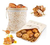 Ecofocet 2 pezzi Sacchetto pane cera d'api,43×33 cm Tela cerata per pane,Sacchetti cera d'api per alimenti,con chiusura con fibbia/cerniera,per lievito madre e prodotti da forno (Zip A)