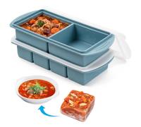 Ecofocet 2 pezzi Souper cubes,Silicone freezer moulds,Stampo Silicone con Coperchio,Contenitore Porzioni Alimenti,Contenitori per zuppe,2 scomparti 4 scomparti,per zuppe,salsa,cubetti di ghiaccio