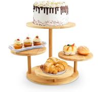 Ecofocet 4 Livelli Alzata per Cupcake in Legno, Alzata Per Torte Display Stand, Alzate per Dolci e Frutta, Alzatine per Buffet, Decorazione a Vassoio Gradini, per Feste di Compleanno Baby Shower