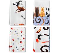 Ecofocet 4 pezzi Asciugamani Da Cucina, Gatto Dei Cartoni Animati Strofinacci da cucina, Asciugapiatti Super Morbidi E Assorbenti, Strofinacci Da Tè, Asciugamani Da Bar, 45 x 66 cm
