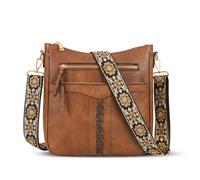 Ecofocet Borsa Donna, Borse a Tracolla da Donna, Borsa Media Donna, Borsa a Spalla da Donnacon Multitasche Borsetta, Crossbody Bag Media in Pelle con Cinghie Ampia Regolabili Staccabili (Marrone)