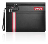 Ecofocet Borsa per documenti ignifuga e Impermeabile 6400°F con Serratura, Doppio Scomparto con Cerniera, Borsa Portadocumenti Ignifuga per Documenti A4, Passaporto, Contanti (36 × 27 cm)