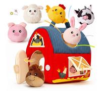 Ecofocet Casa Morbida Animali da Fattoria con 6 Peluche Interattivi, Suoni, Giochi Neonato 6-12 Mesi, Neonati Montessori Sensoriale, Regalo Bimbo Bimba 1 2 3 Anni