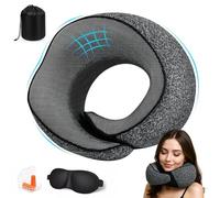 Ecofocet Cuscino da viaggio,Cuscino Aereo Viaggio,Cuscino cervicale da viaggio,Cuscino Cervicale Memory Foam,Include Maschera per Dormire,Tappi auricolari,Borsa,per Dormire