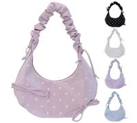 EcoGleam Borsa a mano da donna in pelle PU, con fiocco, grande | Marca EcoGleam - Borsa a tracolla in pelle PU, con fiocco, motivo a pois, grande capacità, leggera, 1 borsa a tracolla