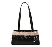 EcoGleam Borsa a tracolla da donna in lana di agnello PU con cuciture stile vintage, borsa a tracolla con fibbia per cintura, portafoglio Y2K, piccola borsa per la spesa Satchel per viaggi, lavoro