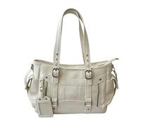 EcoGleam Borsa da donna in pelle sintetica, stile Y2K, con grande capacità, versatile, multitasche, a tracolla, alla moda, da lavoro, bianco, 13.78 x 9.06 x 4.72Zoll