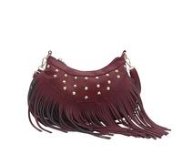 EcoGleam Borsetta da donna in poliuretano, stile retrò, grande capacità, borsa a tracolla, borchie e nappe, versatile, per vacanze, viaggi, shopping, Colore: rosso, 205,00 x 155,00 x 85,00 mm