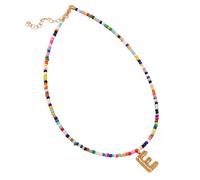 EcoGleam Collane colorate a forma di iniziale, con perline e bolle, riutilizzabili, per bambine di 6-18 anni, 3.94x3.94x0.39zoll, plastica, resina, acciaio inox, Nessuna pietra preziosa