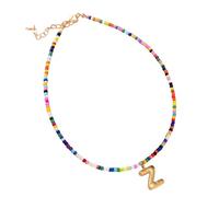 EcoGleam Collane colorate a forma di iniziale, con perline e bolle, riutilizzabili, per bambine di 6-18 anni, 3.94x3.94x0.39zoll, plastica, resina, acciaio inox, Nessuna pietra preziosa