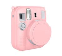 EcoGleam Custodia in silicone compatibile con fotocamera Fujifilm Instax Mini13, copertura completa con copriobiettivo rimovibile, resistente agli urti (rosa)