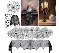 EcoGleam Decorazione di Halloween, Pizzo nero, Tovaglia di ragnatela (tovaglia da 102 cm)