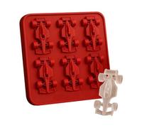 EcoGleam Formule 3D per auto da corsa in silicone con 6 cavità, cubetti di ghiaccio per caramelle (rosso)