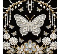 EcoGleam Set di pittura a diamante "Farfalla Fiore" fai da te con perline e decorazioni per la casa, 25 x 25 cm, con cornice