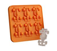 EcoGleam Stampo in silicone 3D per auto da corsa con 6 cubetti di ghiaccio per caramelle (arancione)
