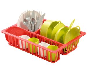 Ecoiffier 7709 ToyCentre 0606 Small Dish Set in Draining Rack, multicoloured, Kl