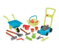 écoiffier- Super Pack Giardino 3 in 1 4585 Set Giardinaggio con tagliaerba e Accessori, Colore Verde/Blu/Arancione, 7600004585