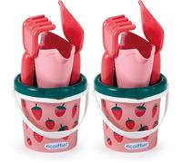 Ecoiffier - Secchiello Fragole con accessori, 12 cm, con setaccio e paletta, per bambini dai 12 mesi, 7900000696 (Confezione da 2)