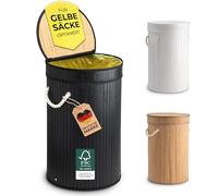 Ecojoo Premium 60 l, sacchetto giallo in bambù FSC, doppio rinforzo, inodore, supporto per sacco della spazzatura, contenitore per sacchetti gialli, cestino per la spazzatura da 60 l, supporto per
