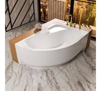 ECOLAM Vasca da bagno WELA 160 x 100 cm a destra con isolamento, vasca da bagno termica ecoThermoPro, isolamento termico, con isolamento acustico, vasca angolare + rivestimento in acrilico, scarico