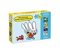 ECOLE DES LOISIRS- Simon Ti intraprende Nuove Avventure Attraverso 4 Puzzle evolutivi, 24 à 64 pièces ou 211mm x 293mm, 3127020502349