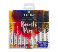 Ecoline Brush Pen Set di 10 penne liquide ad acquerello - Scuro | Pennarelli sfumabili per lettere a mano, disegno e artigianato