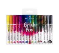 Ecoline Brush Pen Set di 15 penne acquerellabili liquide - colori di base - pennarelli sfumabili per scrivere a mano, disegnare e creare oggetti