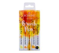 Ecoline Brush Pen Set di 5 penne liquide ad acquerello - Giallo - Pennarelli sfumabili per scrittura a mano, disegno e artigianato