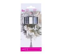 Ecoline Brush Pen Set di 5 penne liquide ad acquerello - Grigio | Pennarelli sfumabili per scrittura a mano, disegno e artigianato