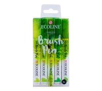 Ecoline Brush Pen Set di 5 penne liquide ad acquerello - Verde | Pennarelli sfumabili per scrittura a mano, disegno e artigianato