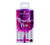 Ecoline Brush Pen Set di 5 penne liquide ad acquerello - Viola - Pennarelli sfumabili per scrittura a mano, disegno e artigianato