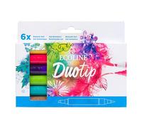 Ecoline Duotip Pennarelli Liquidi per Acquerello Set di 6 - Colori Botanici | Penne con Pennino Fine e Scalpello Largo
