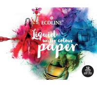 Ecoline Liquid Watercolour Paper Pad, 140lb. Stampa a freddo, 12 fogli, 9,4" x 12,6".