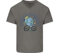 Ecologico Ambiente Climate Change Ciclismo Uomo Scollo A V Cotone T-Shirt