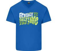 Ecology È Amore di Sé Climate Change Uomo Scollo A V Cotone T-Shirt