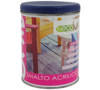 Ecolux Smalto Ecologico Lucido Acrilico ad Acqua Inodore per Interno ed Esterno - CONFEZIONE: 1 pz., Contenuto: Litri 0,750, Tinta: Marrone