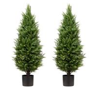 ECOLVANT Due alberi artificiali da 90 cm, resistenti ai raggi UV, piante in vaso, albero di cedro artificiale, arbusti artificiali, per interni ed esterni